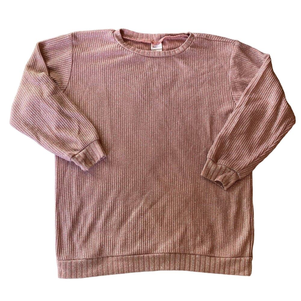 Fredericks Of Hollywood Sweater Sz L/XL Pink Metallic Ribbed Casual Made in USA